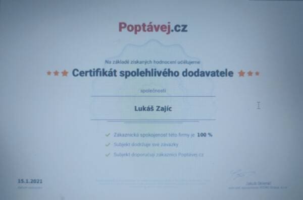 Certifikát spolehlivého dodavatele Poptávej.cz